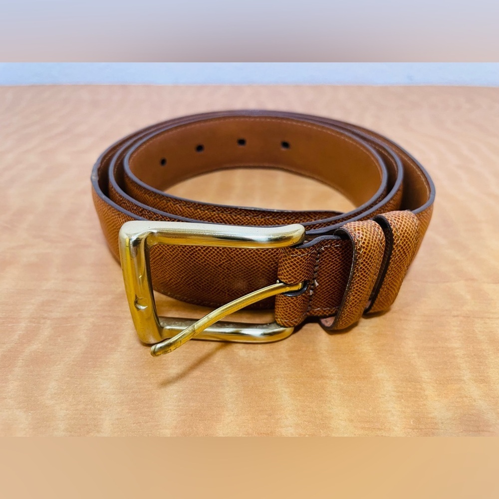 Land’s End Brown Leather Belt with Gold Buckle